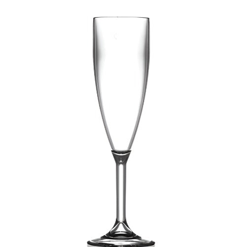 Clear Reusable Plastic Champagne Flute 190ml- Polycarbonate