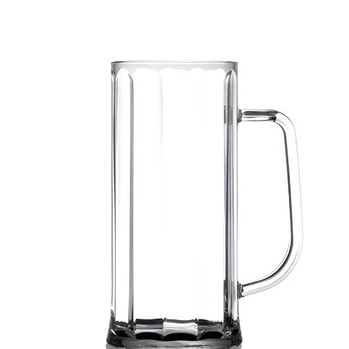 Clear Reusable Plastic Premium Bavarian Pint Stein Tankard 568ml - Polycarbonate CE/CA Stamped To Rim