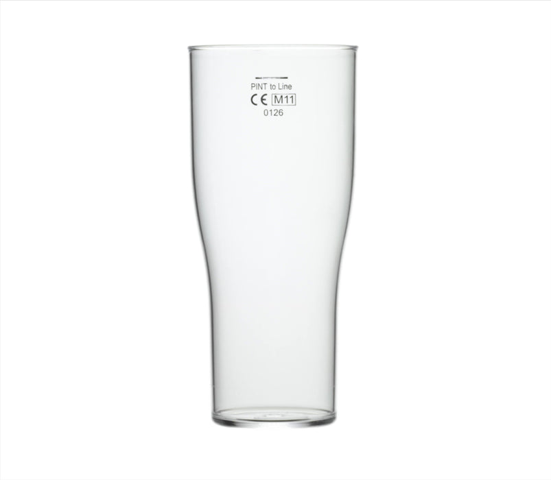 Clear Reusable Plastic Tulip Pint Glass 620ml Box of 24 - Nucleated Polycarbonate UKCA Stamped at 20oz