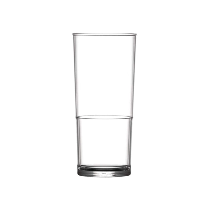 Clear Reusable Plastic Stacking Half Pint Glass 284ml - Polycarbonate UKCA Stamped to Rim