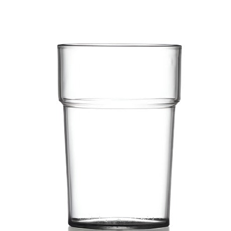 Clear Reusable Plastic Stacking Half Pint Glass 284ml - Crystal Polystyrene CE/CA Stamped to Rim