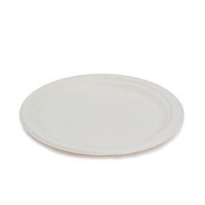 White Compostable Bagasse Dinner Plate 260mm   - Reed Pulp