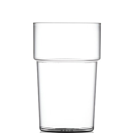 Clear Reusable Plastic Stacking Pint Glass 568ml - Crystal Polystyrene CE/CA Stamped to Rim