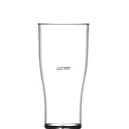 Clear Reusable Plastic Tulip Pint Glass with Half Line 568ml - Nucleated Polycarbonate UKCA stamped