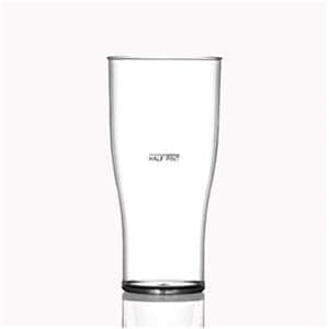 Clear Reusable Plastic Tulip Pint Glass with Half Line 568ml - Nucleated Polycarbonate UKCA stamped