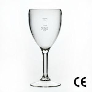 Clear Reusable Plastic Wine Glass 255ml - Polycarbonate UKCA Stamped