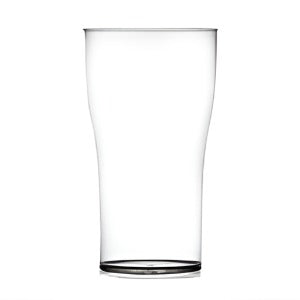 Clear Reusable Plastic 2 Pint Tulip Glass & Lid 1136ml- Polycarbonate UKCA Stamped to Rim