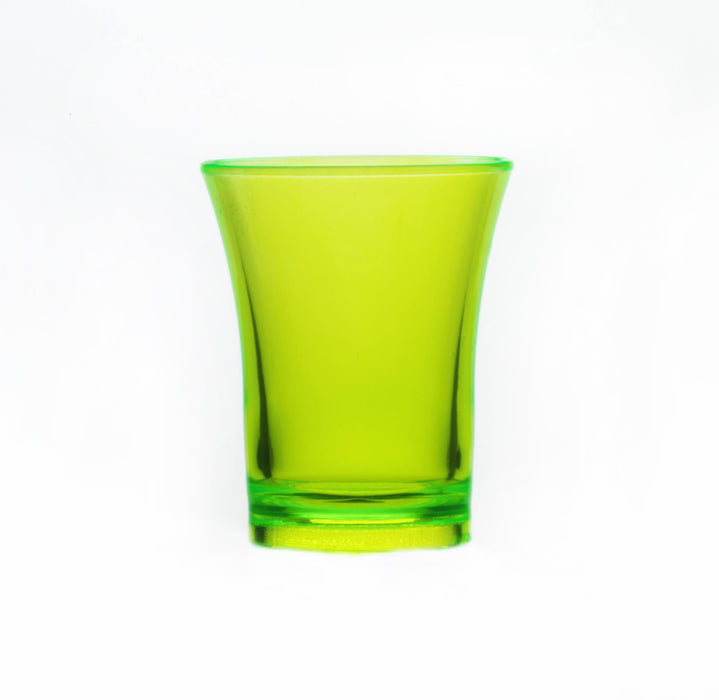 Mixed Neon Reusable Plastic Shot Glass 25ml Box of 24. - Polystyrene UKCA Stamped to Rim