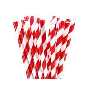 Striped Compostable Paper Straw 195mm Pack of 250