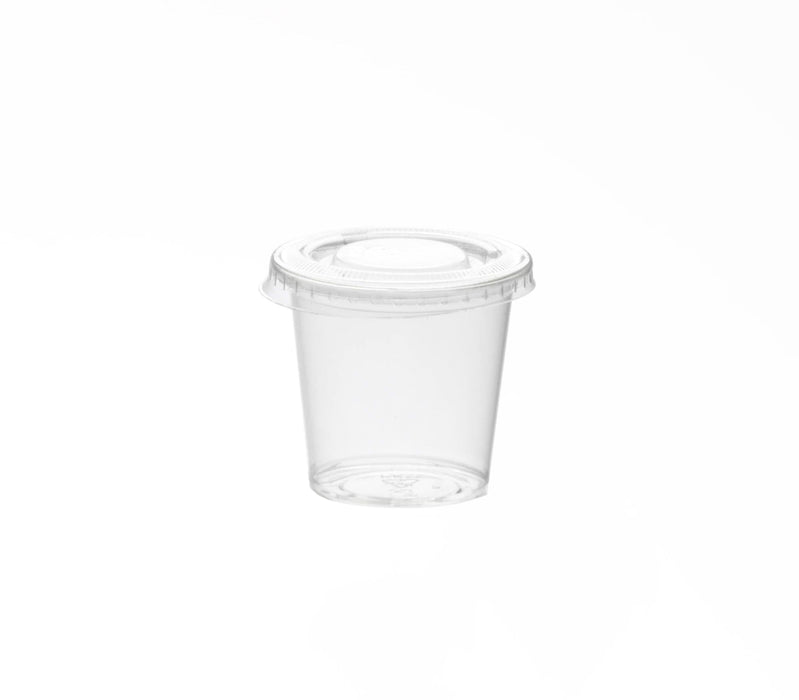 Clear Recyclable Plastic Shot Glass 28ml (Lid Sold Separately)- PET