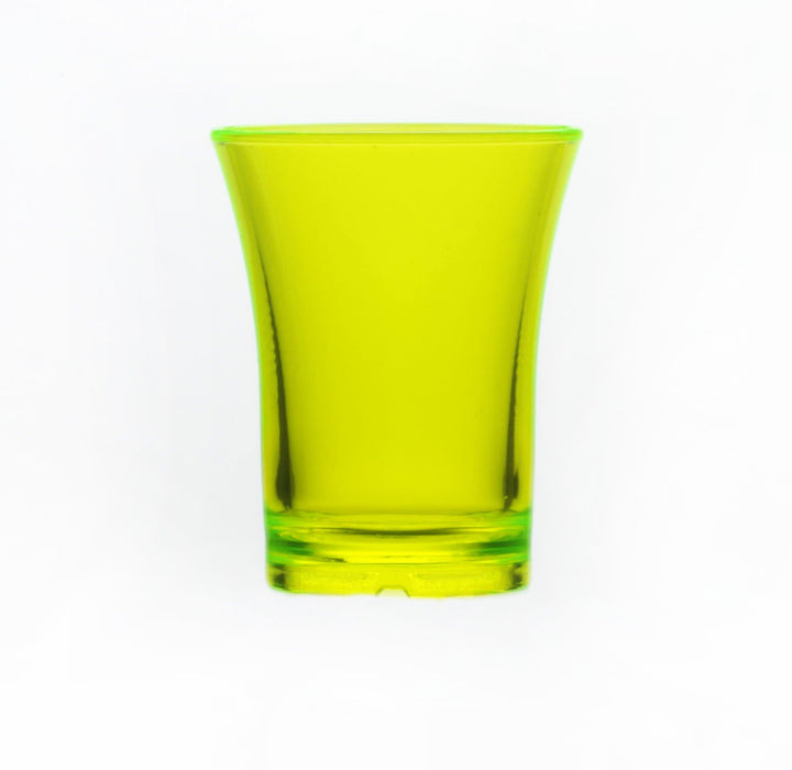 Mixed Neon Reusable Plastic Shot Glass 25ml Box of 24. - Polystyrene UKCA Stamped to Rim
