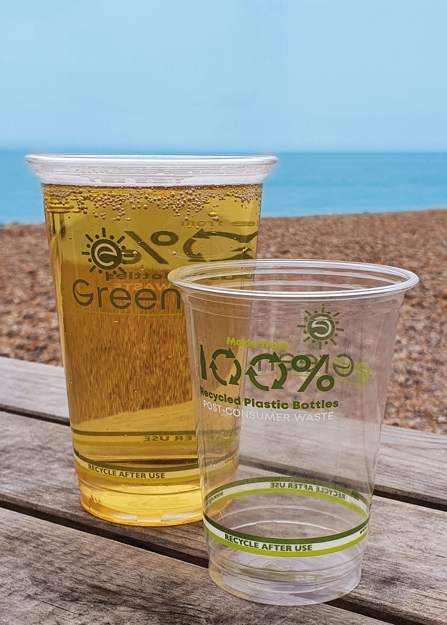 New 100% recycled rPET beer cups.