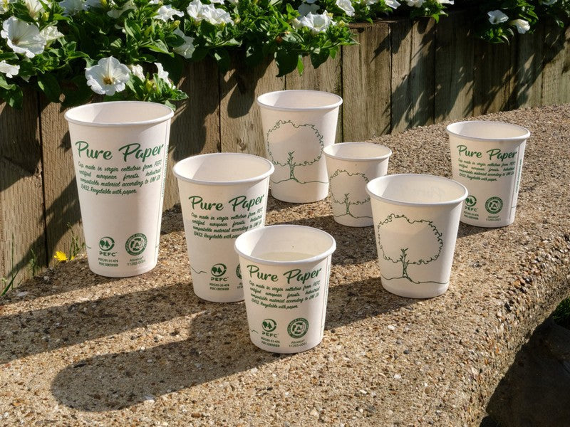 Pure Paper Cups. No plastic lining. No 'bio-degradable' plastic.