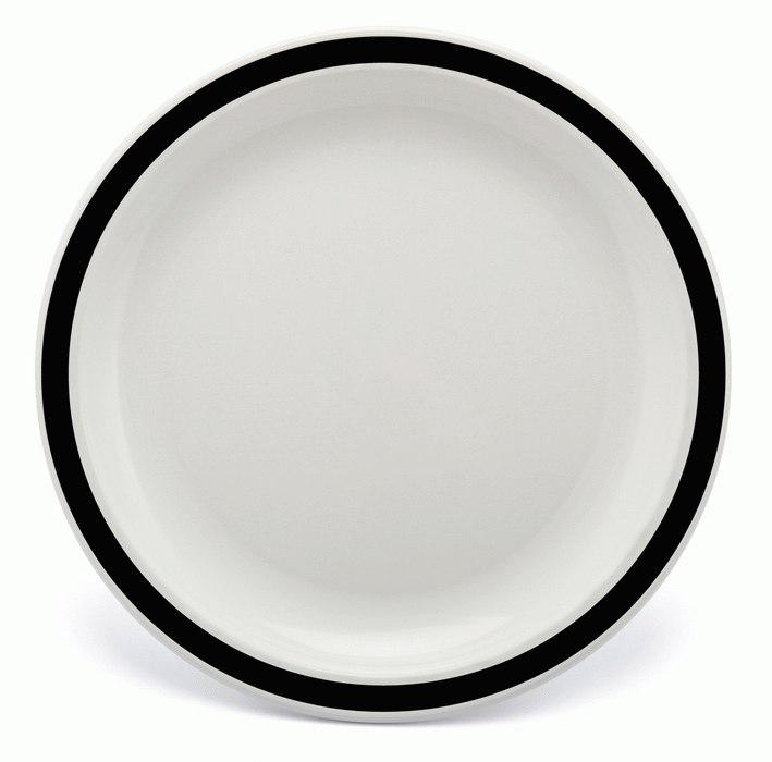 Large Reusable Plastic Round Plate Solid Colour Rim 23cm