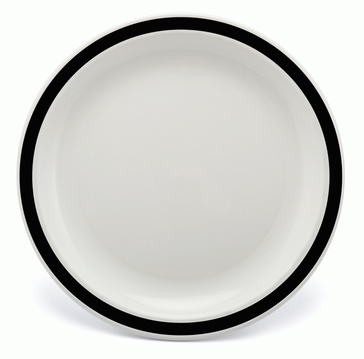 Large Reusable Plastic Round Plate Solid Colour Rim 23cm - Polycarbonate