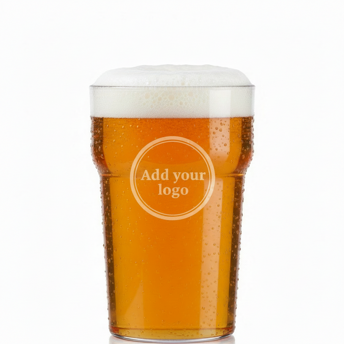 Clear Reusable Plastic Nonic Half Pint Glass 284ml - Polycarbonate UKCA Stamped to Rim