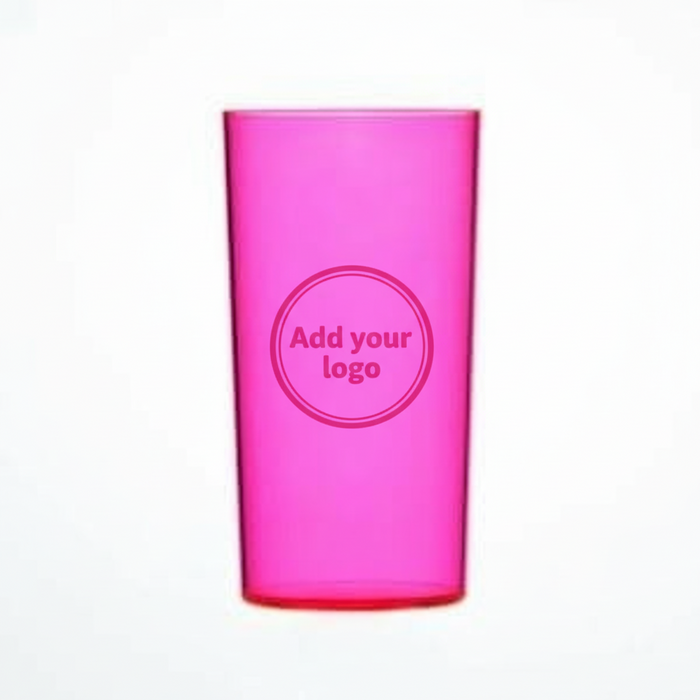 Neon Reusable Plastic Hi-ball Glass 284ml Box of 48. - Polystyrene UKCA Stamped to Rim