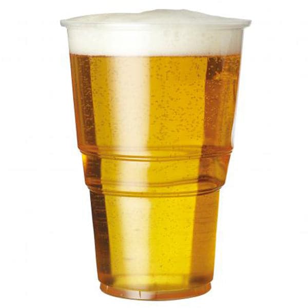 Clear Disposable Recyclable Plastic Pint Glass 568ml - Polypropylene CE Stamped to Rim