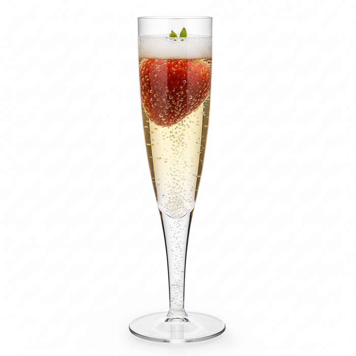 Clear Disposable Recyclable Plastic Champagne Flute 160ml - 1 Piece - UKCA Marked at 125ml