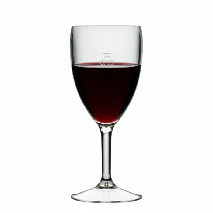 Clear Reusable Plastic Wine Glass 400ml - Polycarbonate UKCA Stamped to Line