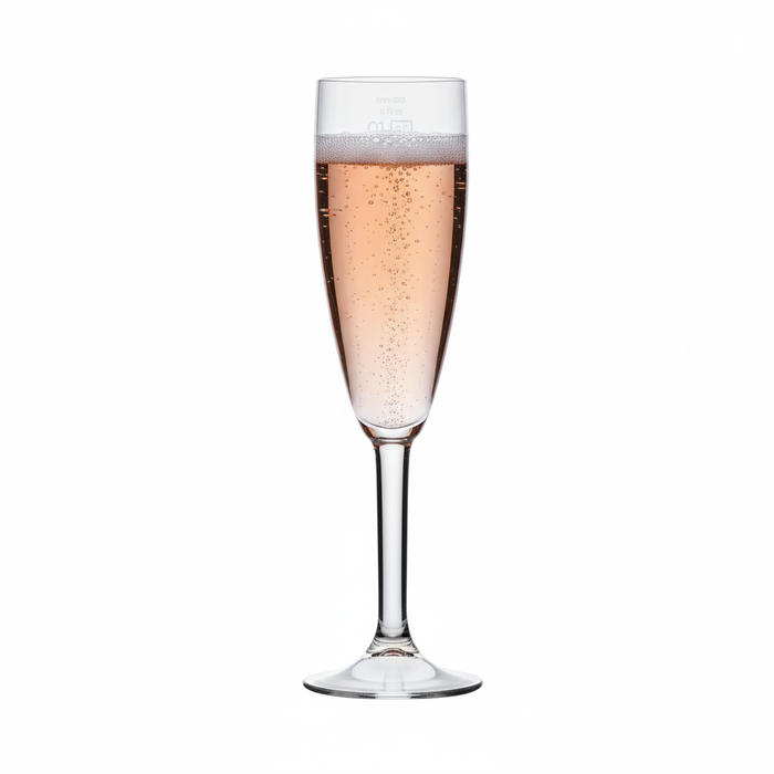 Clear Reusable Plastic Champagne Flute 190ml - Polycarbonate UKCA Stamped to Line