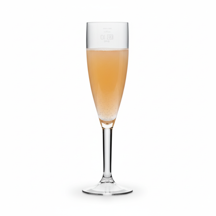Clear Reusable Plastic Champagne Flute 190ml - Polycarbonate UKCA Stamped to Line