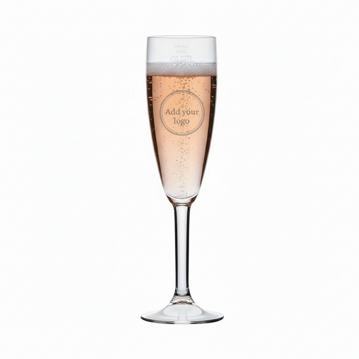 Clear Reusable Plastic Champagne Flute 190ml - Polycarbonate UKCA Stamped to Line