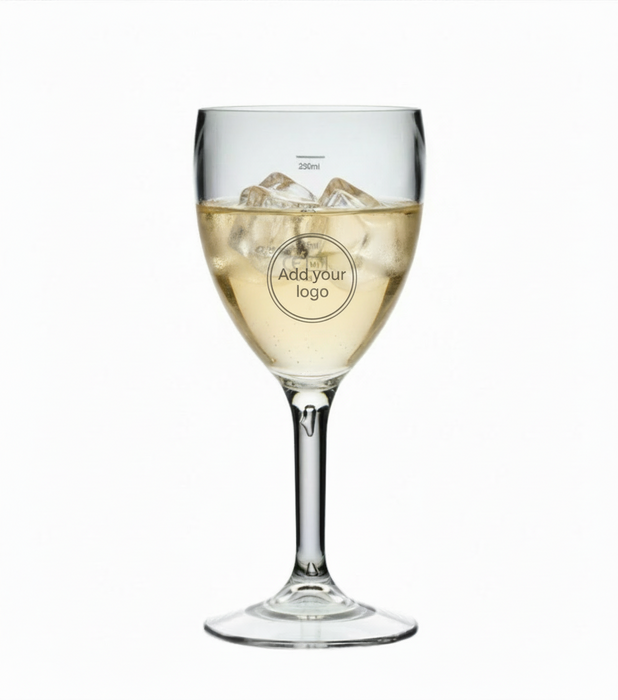 Clear Reusable Plastic Wine Glass 312.5ml - Polycarbonate UKCA Stamped at 125ml/ 175ml & 250ml