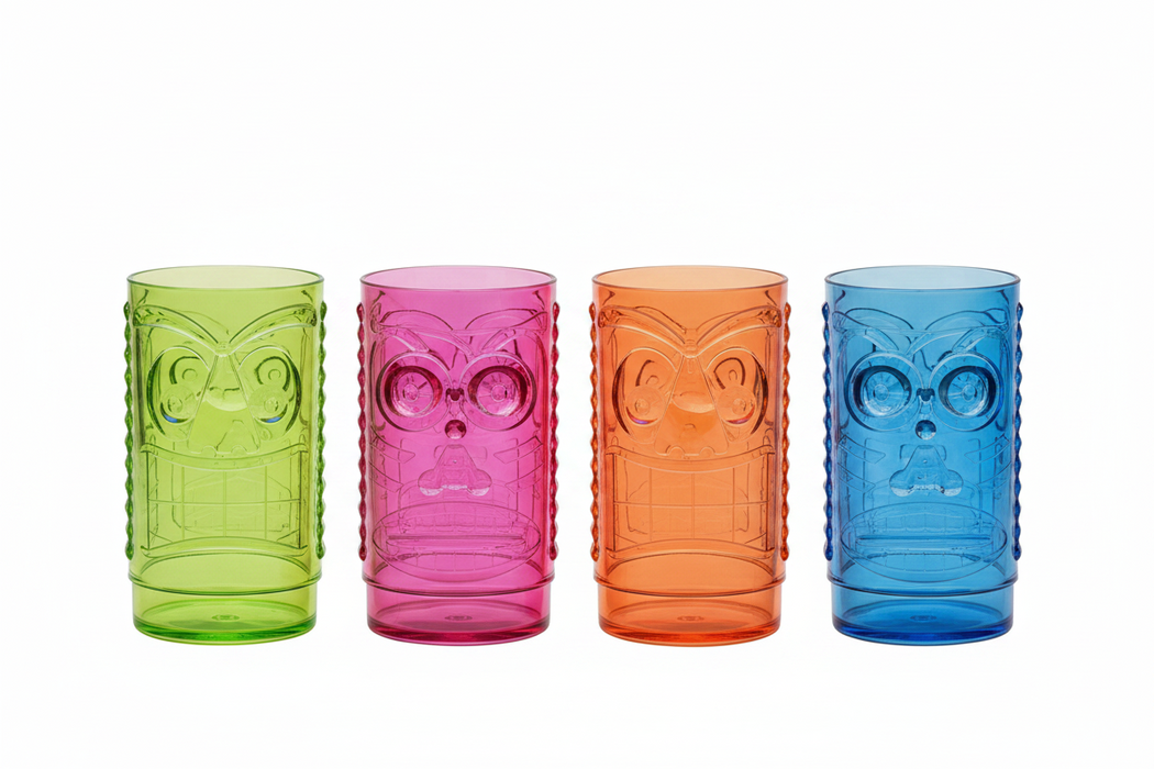 Mixed Neon Reusable Plastic Tiki Stacking Totem Glass - 400ml Box of 12 - Polycarbonate