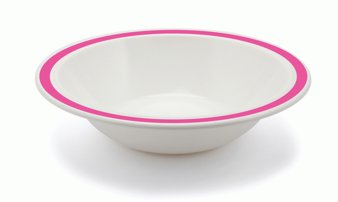 Reusable Plastic Round Bowl Solid Colour Rim 17cm - Polycarbonate