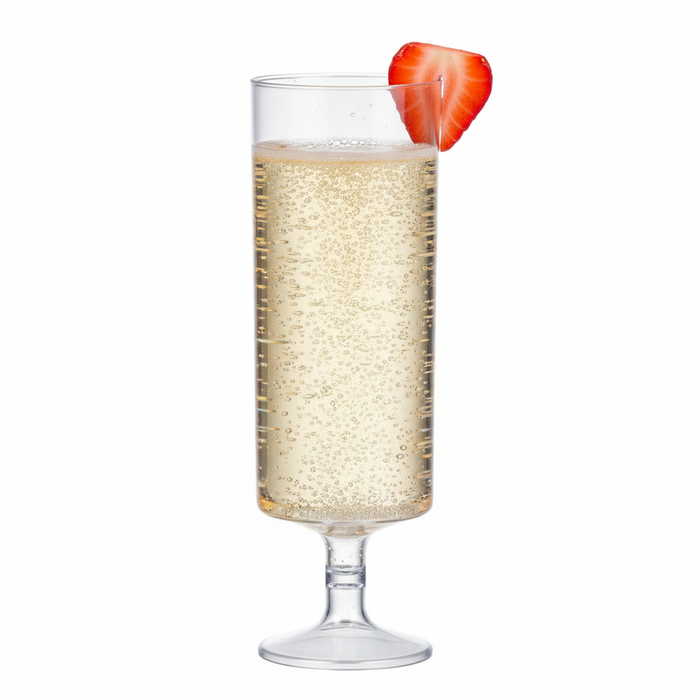 Clear Reusable Plastic Stacking Champagne Flute 200ml - Polycarbonate UKCA Lined at 125 and 175ml