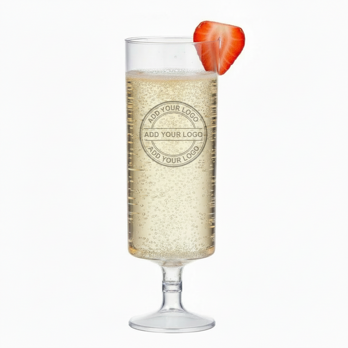 Clear Reusable Plastic Stacking Champagne Flute 200ml - Polycarbonate UKCA Lined at 125 and 175ml
