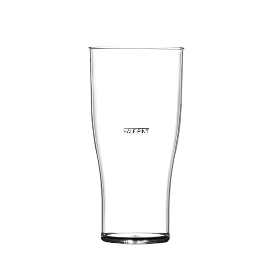 Clear Reusable Plastic Tulip Pint Glass with Half Line 568ml - Nucleated Polycarbonate UKCA stamped