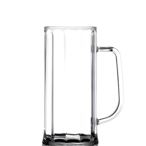 Clear Reusable Plastic Premium Bavarian 2 Pint Stein Tankard 1136ml - CE/CA Stamped to Line  Polycarbonate