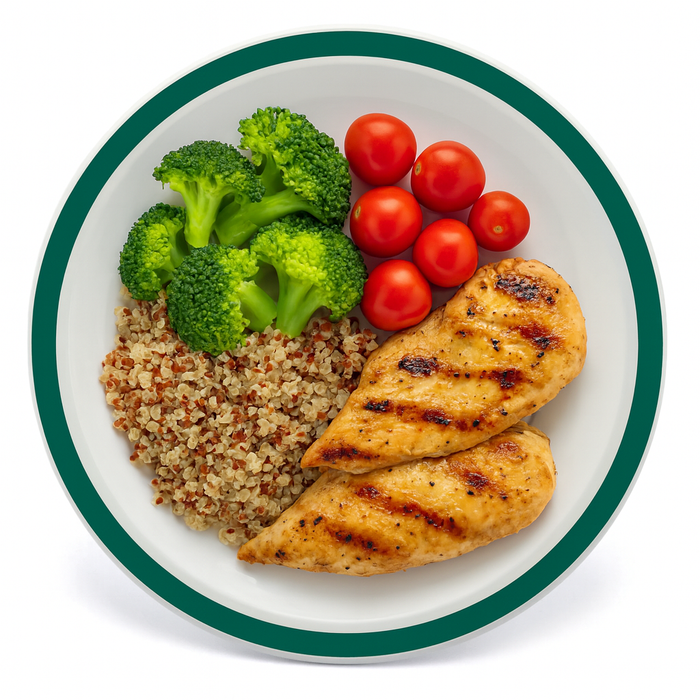 Large Reusable Plastic Round Plate Solid Colour Rim 23cm