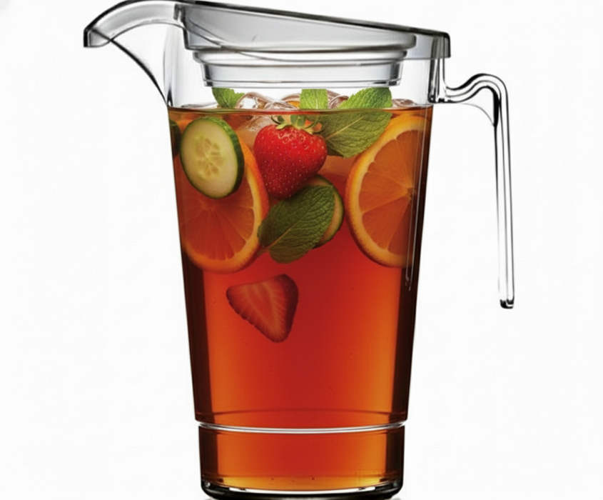 4 Pint Clear Reusable Stacking Plastic Jug with Lid 2272ml - Polycarbonate