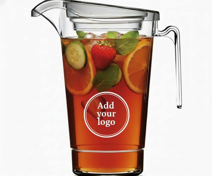 4 Pint Clear Reusable Stacking Plastic Jug with Lid 2272ml - Polycarbonate