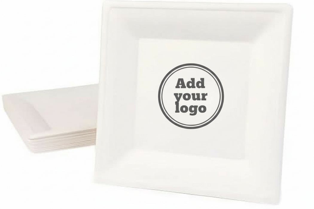 White Compostable Square Dinner Plate 260mm