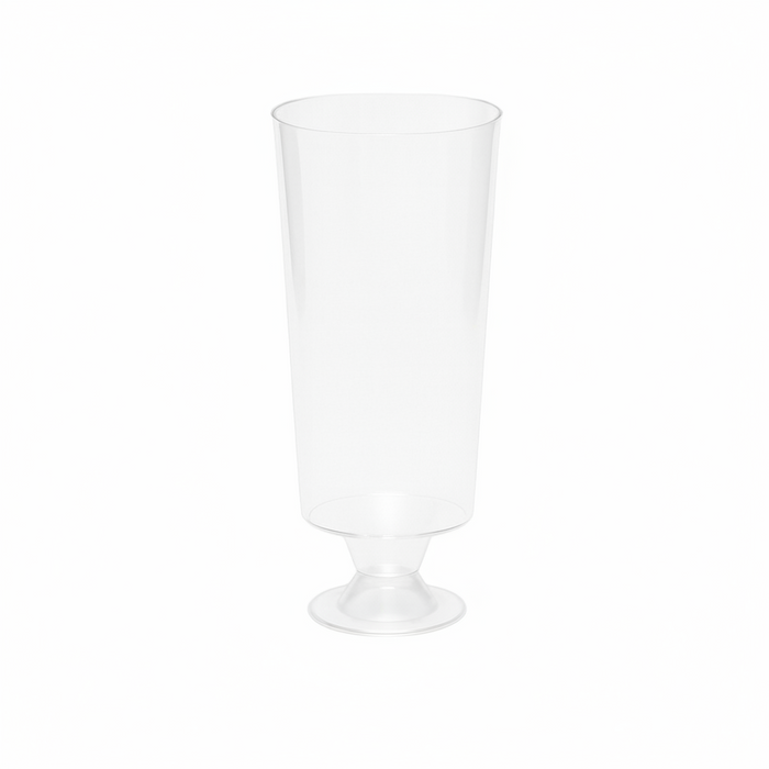 Clear Disposable Recyclable Plastic Short Stemmed Tall Champagne Flute 200ml