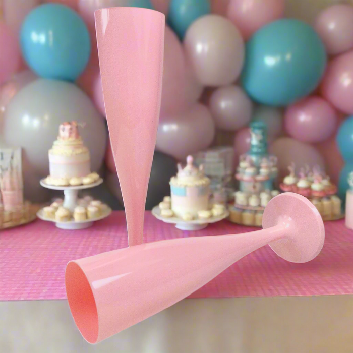 Pink Disposable Recyclable Plastic Champagne Flutes 160ml