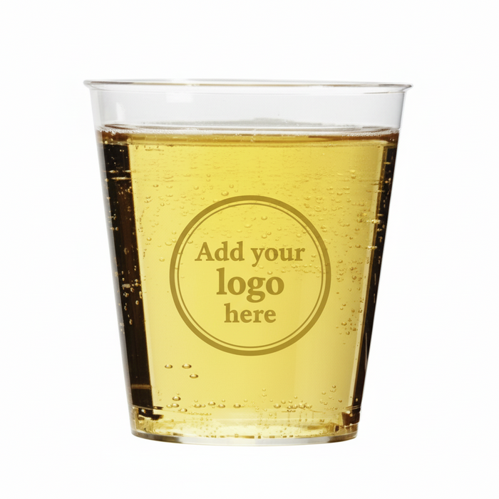 50ml Clear Disposable Recyclable Plastic Stacking Shot Glass - Capacity Marked to Line at 20 & 40ml