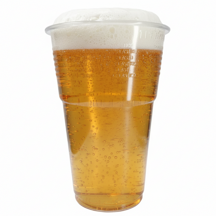 Clear Budget Disposable Recyclable Plastic Pint Glass 568ml - CE Marked