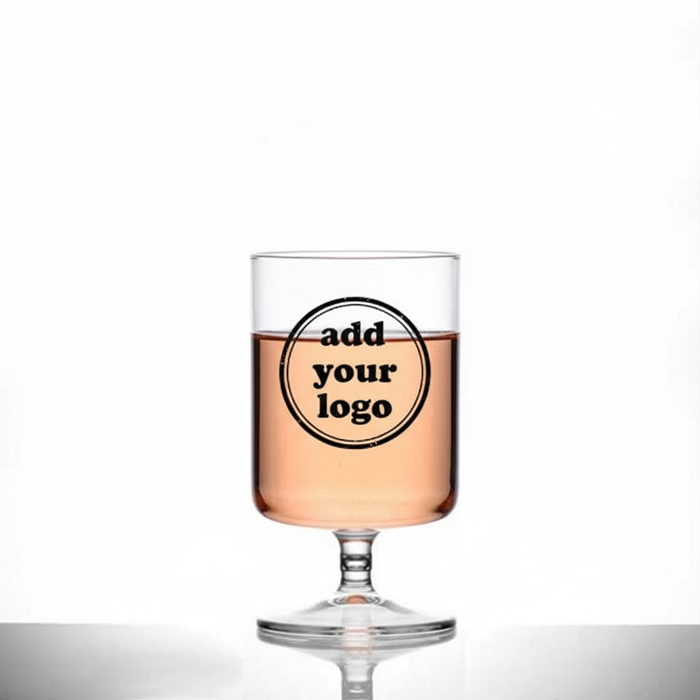 Printed Reusable Plastic Stacking Wine Glass 312.5ml - Polycarbonate