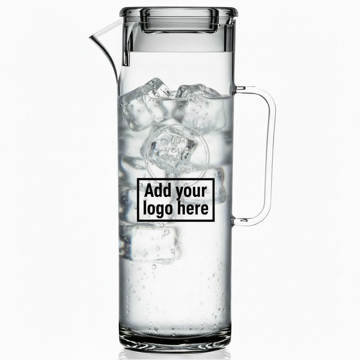 3 Pint Clear Reusable Plastic Tall Jug With Lid 1704ml - Polycarbonate