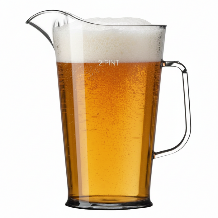 2 Pint Clear Reusable Plastic Jug 1136ml- Polycarbonate UKCA Stamped