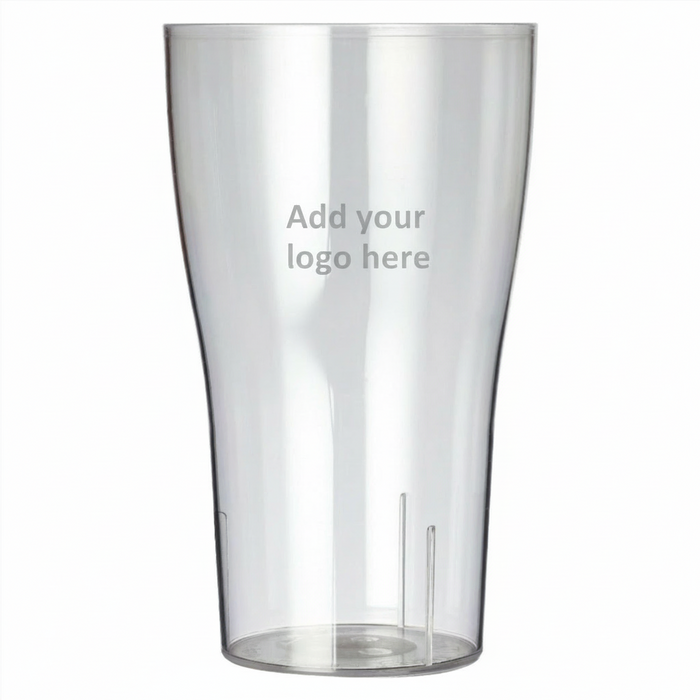 Clear Reusable Plastic Tulip Pint Glass 568ml - CE Stamped to Rim