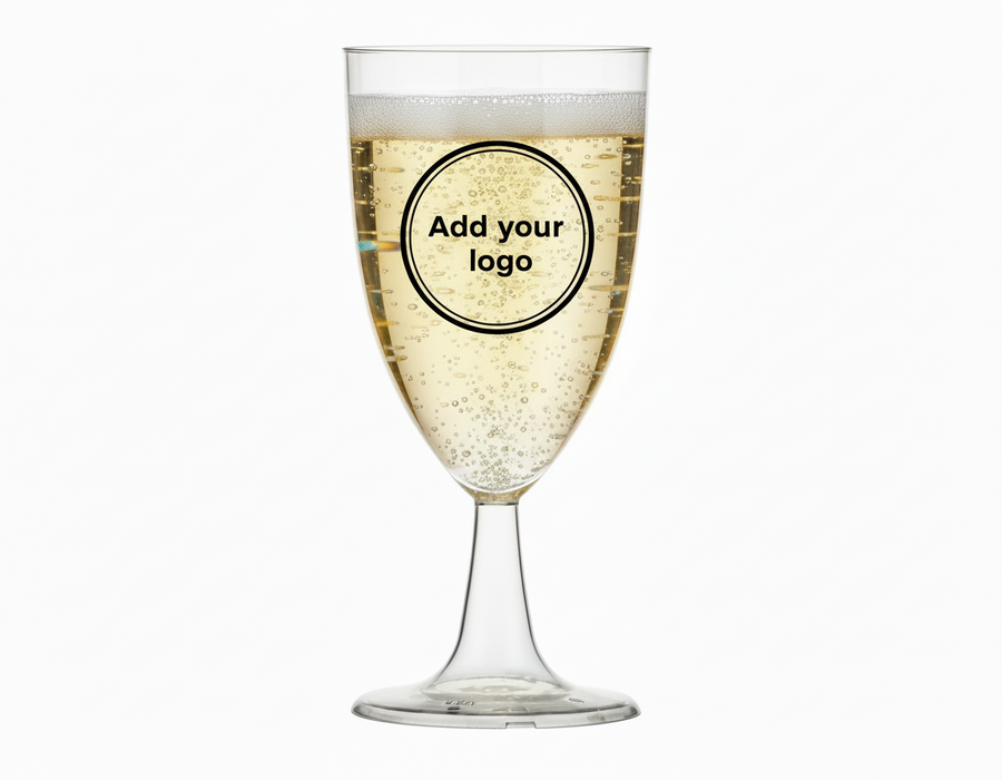 Clear Disposable Recyclable Plastic Wine Glass 215ml CE Marked to Line at 125 & 175ml