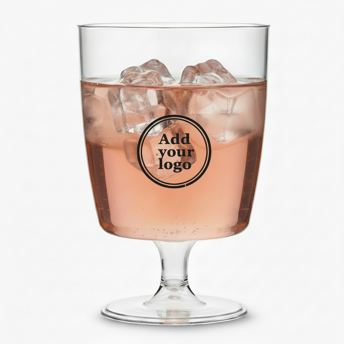 Clear Disposable Recyclable Plastic Wine Glass 220ml - 1 Piece - UKCA Marked to Line at 125, 175 & 200ml