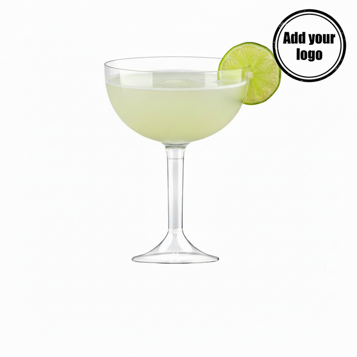 Clear Disposable Recyclable Plastic 2-Piece Champagne Coupe/Cocktail Glass 205ml