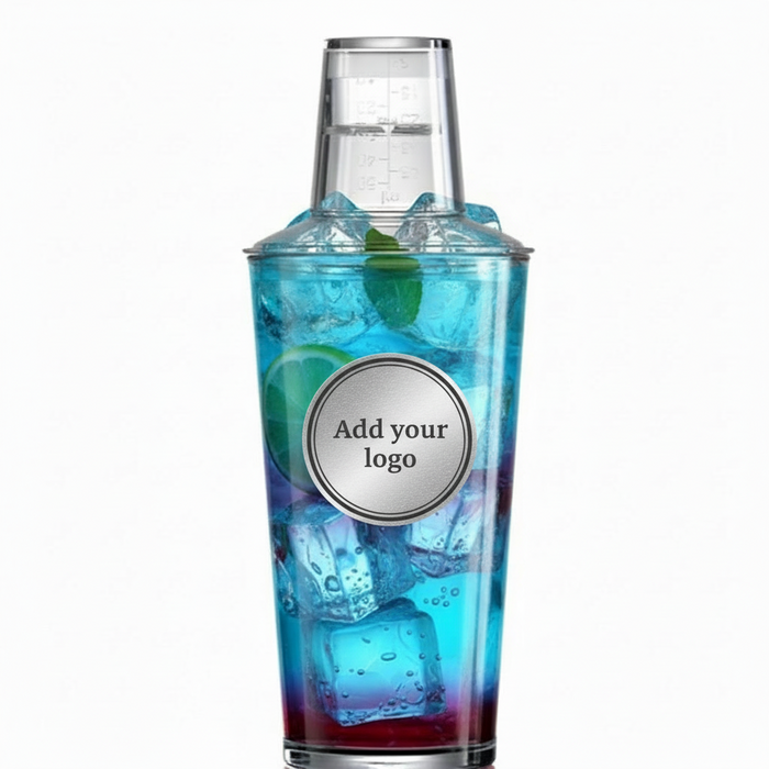 Clear Reusable Plastic 3-Piece Cocktail Shaker 568ml - Polycarbonate